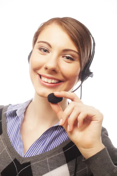 Representante de servicio al cliente mujer sonriendo — Foto de Stock