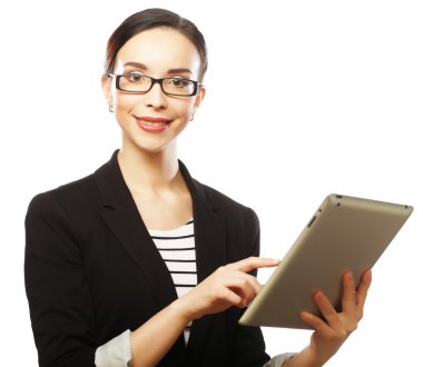 tablet bilgisayar kullanarak iş kadını