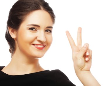 göstermek iki parmak ya da zafer jest kadın