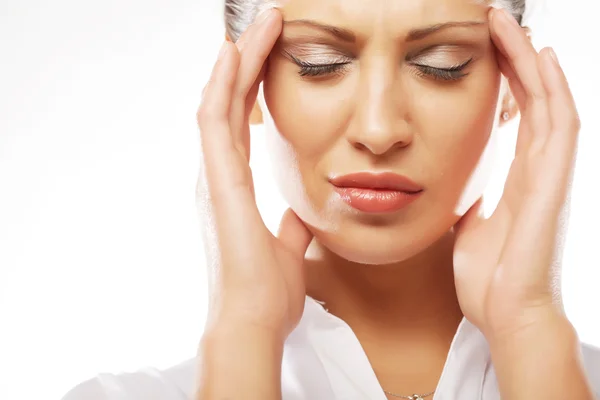 Unhappy young woman with bad headache — Stock Photo, Image