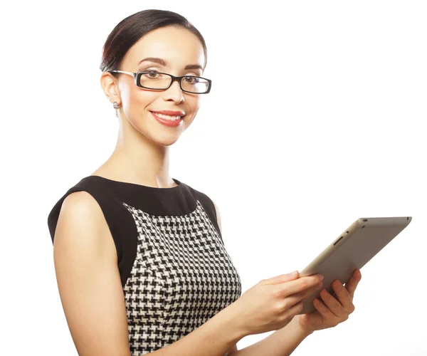 Femme d'affaires utilisant un ordinateur tablette — Photo