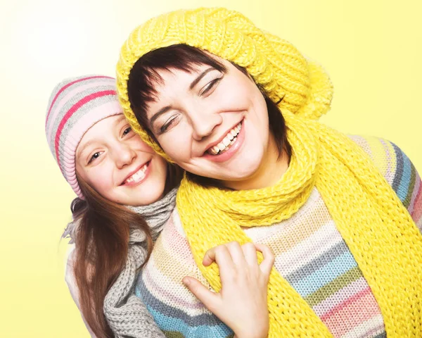 Beautiful mother daughter winter portrait — Stock Photo, Image