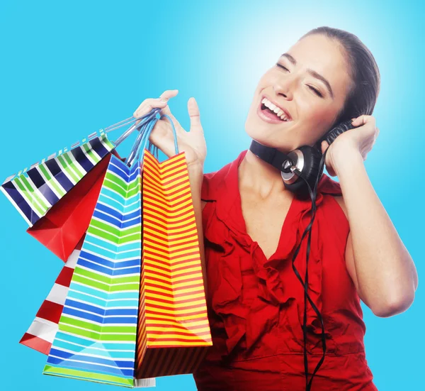 Shopping woman holding bags — Stock Photo, Image