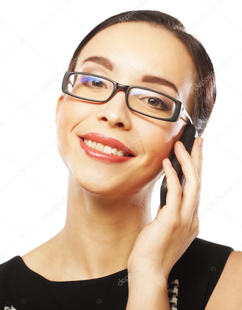 Eyeglasses Woman Using Phone