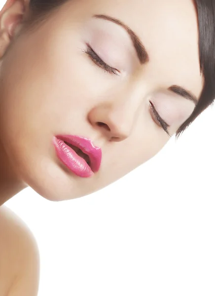 Sexy dame met roze lippen — Stockfoto
