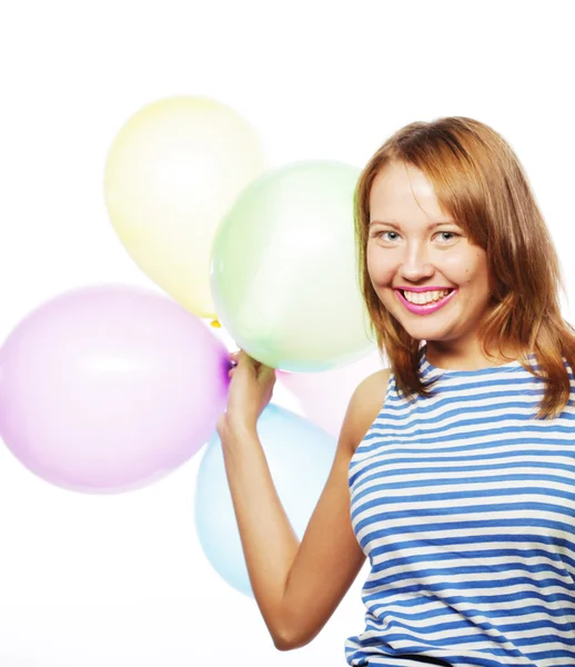 Ragazza felice con palloncini — Foto Stock