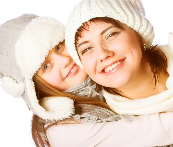 Mother with child in winter hats — Stock Photo, Image