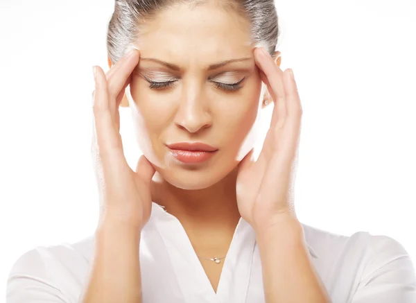 Unhappy young woman with bad headache — Stock Photo, Image