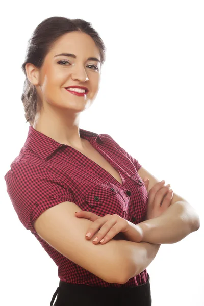 Retrato de feliz jovem mulher de negócios — Fotografia de Stock