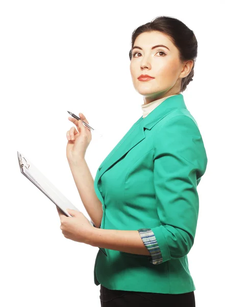 Portrait of writing businesswoman — Stock Photo, Image