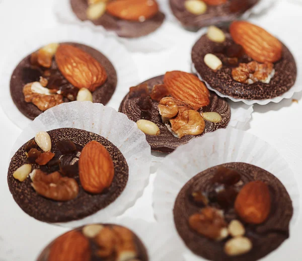 Variations of chocolated sweet pralines close up — Stock Photo, Image