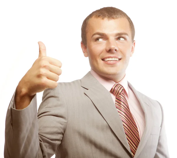 Happy business man going thumbs up — Stock Photo, Image