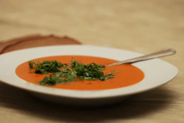 Primer plano de un tazón con sopa de calabaza —  Fotos de Stock