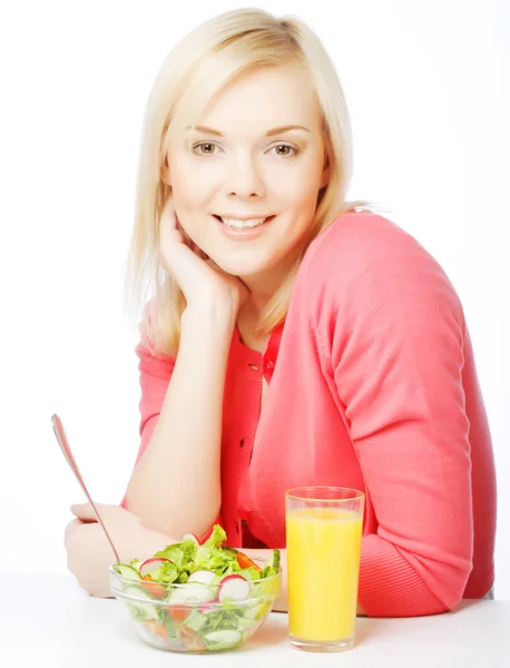 Menina comer comida saudável — Fotografia de Stock