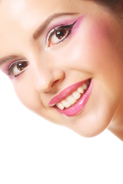 Młoda kobieta z jasny makijaż — Zdjęcie stockowe