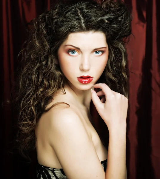 Woman with curly hair — Stock Photo, Image