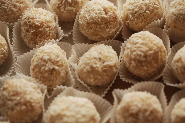 Variations of chocolated sweet pralines close up — Stock Photo, Image