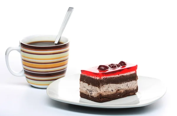 Cake met een kop koffie — Stockfoto