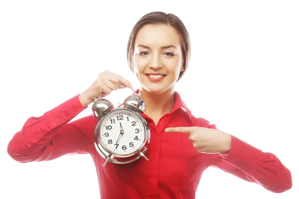 The business woman with an alarm clock Stock Photo