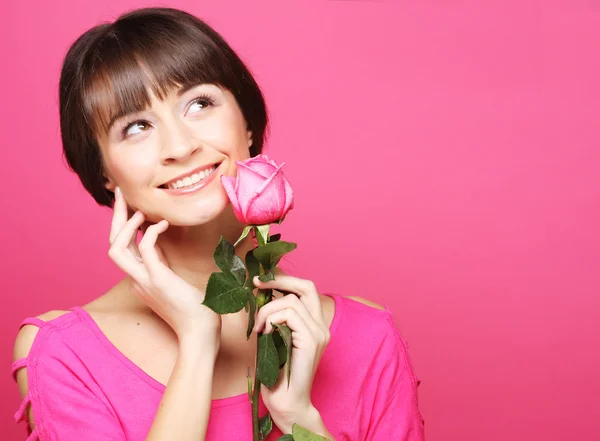 Mujer con rosa — Foto de Stock