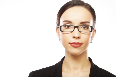 Gözlüklü genç iş kadını.