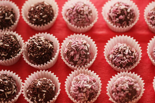 Variations of chocolated sweet pralines close up — Stock Photo, Image