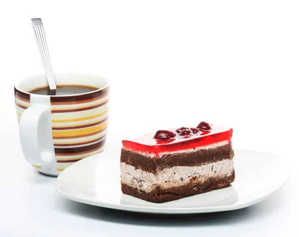 Cake with a cup of coffee — Stock Photo, Image