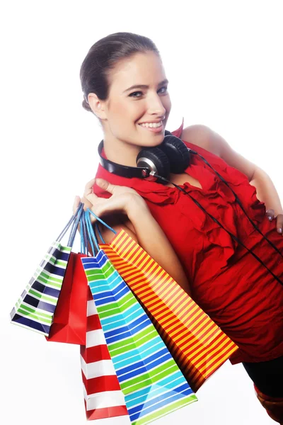 Çanta tutan alışveriş kadın — Stok fotoğraf