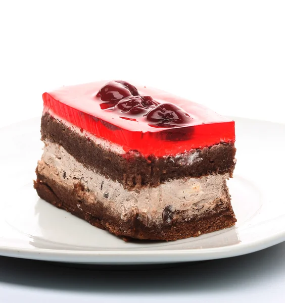 Chocolate cake with sour cherries — Stock Photo, Image