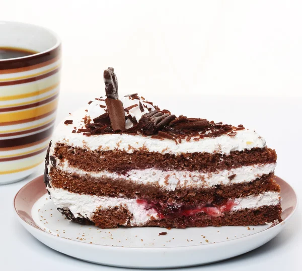 เค้กช็อคโกแลตกับกาแฟ — ภาพถ่ายสต็อก