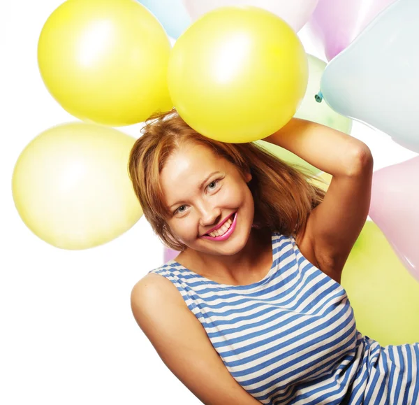 Happy girl with balloons — Stock Photo, Image