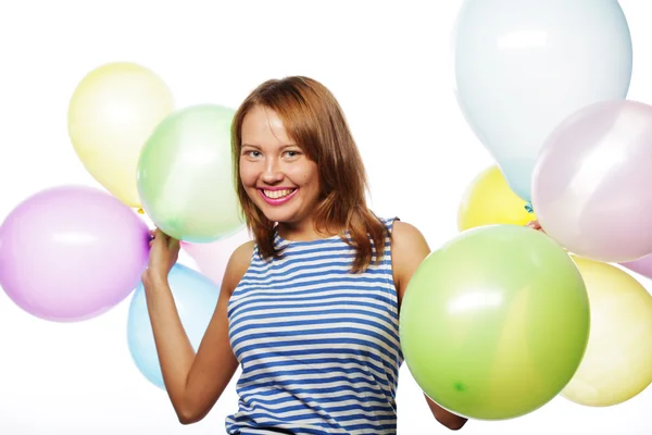 Happy girl with balloons — Stock Photo, Image