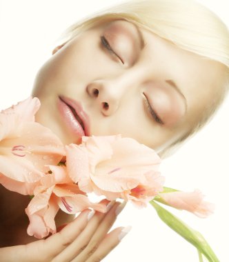 Glayöl çiçek ona ellerine kadınla