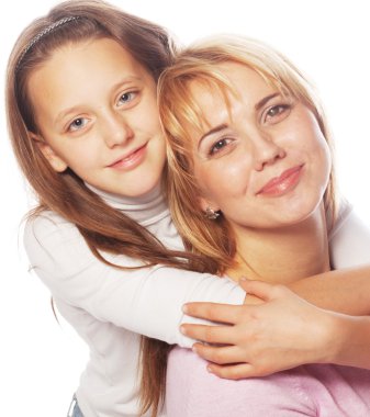 genç güzel anne ve küçük kızı