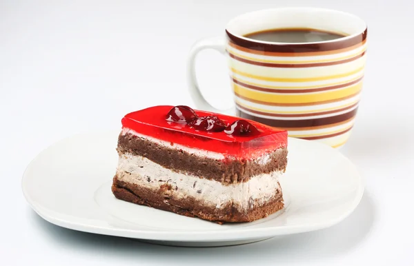 เค้กกับกาแฟหนึ่งถ้วย — ภาพถ่ายสต็อก
