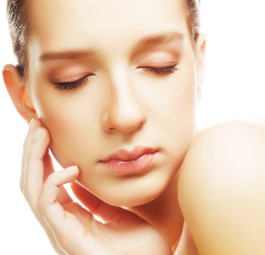 Güzel kadın yüzü - beyaz tenli