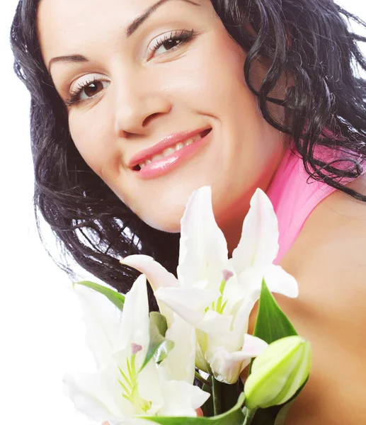 Schöne junge Frau mit Blume — Stockfoto