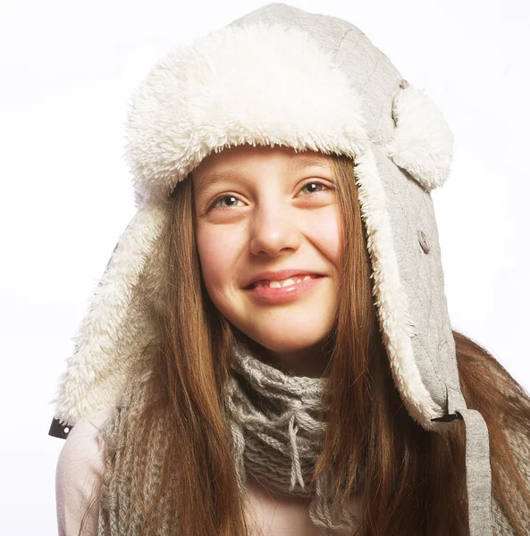 儿童女孩与冬天的衣服 — 图库照片
