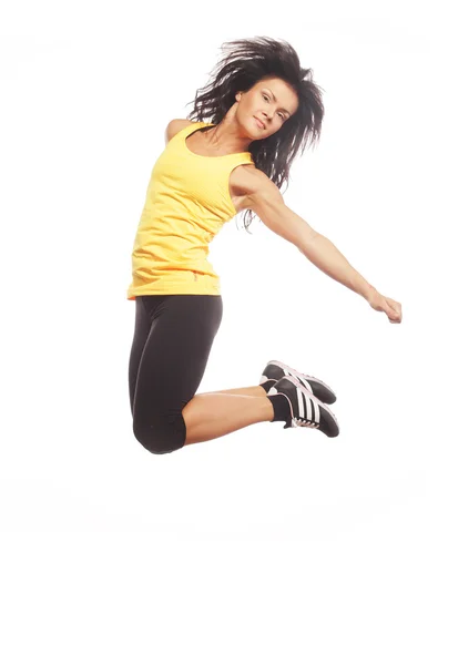 Fitness mujer saltando de alegría . — Foto de Stock