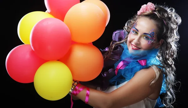 Chica feliz con globos —  Fotos de Stock