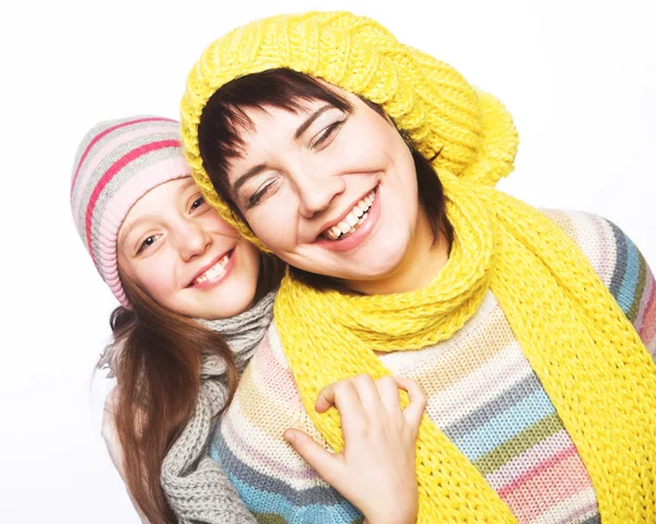 Beautiful mother daughter winter portrait — Stock Photo, Image