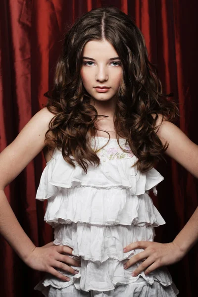 Young woman with white dress — Stock Photo, Image