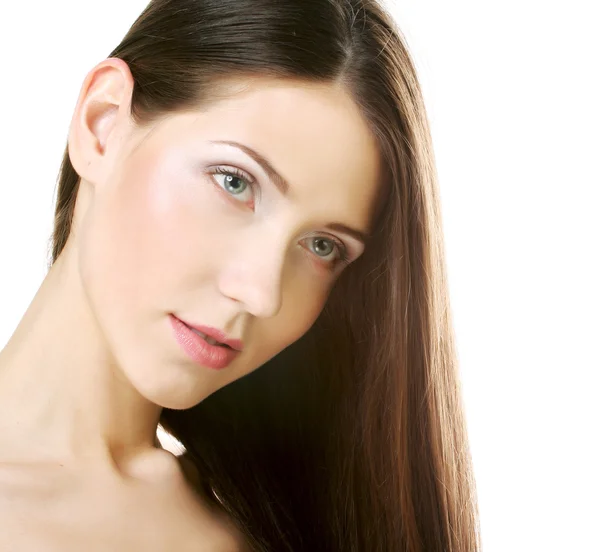 Portré, szép világos barna hosszú hajú — Stock Fotó