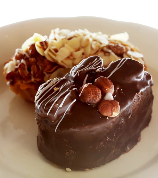 Two cakes on plate — Stock Photo, Image