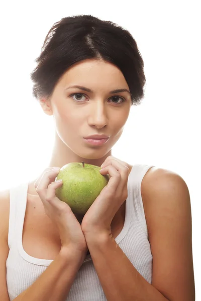 Woman holding green apple — Stock Photo, Image