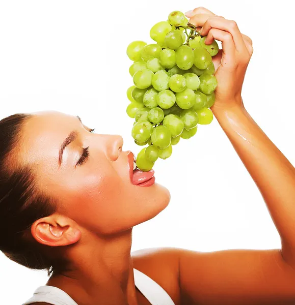 Woman with green grape — Stock Photo, Image