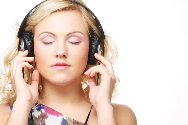 Cute young woman with headphones — Stock Photo, Image