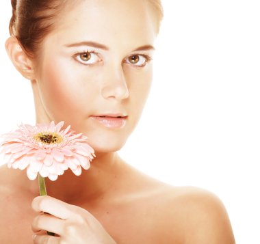 Kadın pembe gerber ile