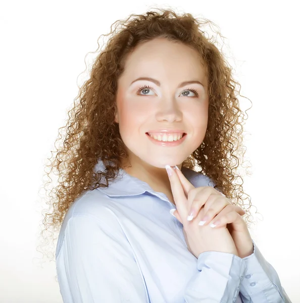 Mooi gelukkig portret van een jonge volwassen vrouw — Stockfoto