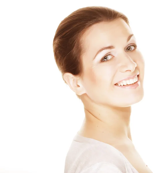 Belo retrato feliz de uma jovem mulher adulta — Fotografia de Stock